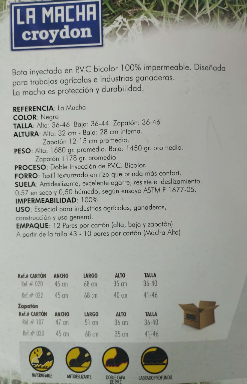 Bota Industrial PVC Macha Alta 2330090 Sin Puntera. PRECIO SIN IVA