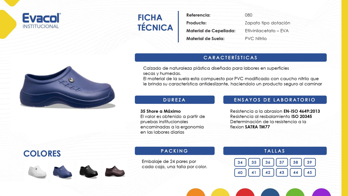 Zapato Dotación en EVA 0080-000-008 Suela Antideslizante. PRECIO SIN IVA
