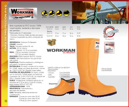 Bota Industrial PVC Workman Alta 2400026 Sin Puntera. PRECIO SIN IVA