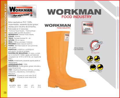 Bota Industrial PVC Workman Food Industry E660026 Sin Puntera. PRECIO SIN IVA