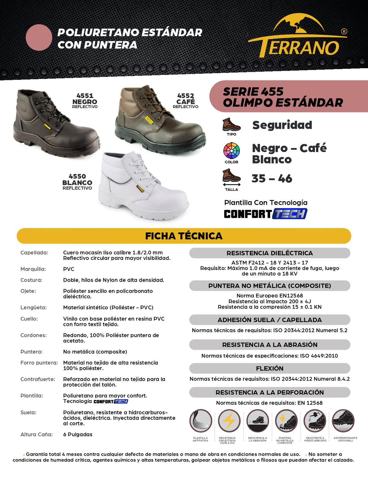 Bota Industrial Cuero 4550 Olimpo Blanca con Puntera Composite. PRECIO SIN IVA