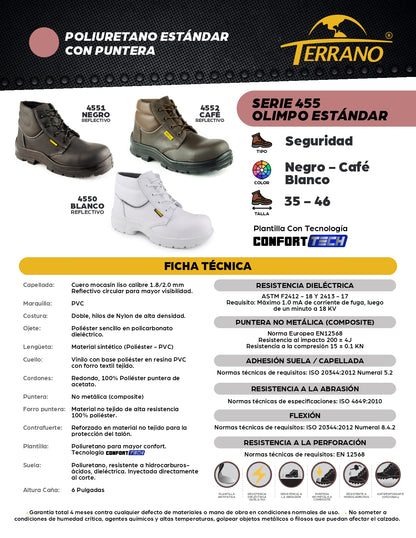 Bota Industrial Cuero 4550 Olimpo Blanca con Puntera Composite. PRECIO SIN IVA